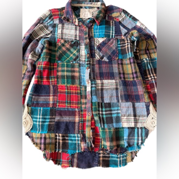 We The Free Lost In Plaid Patchwork Medium Great used condition button up top - Picture 5 of 14